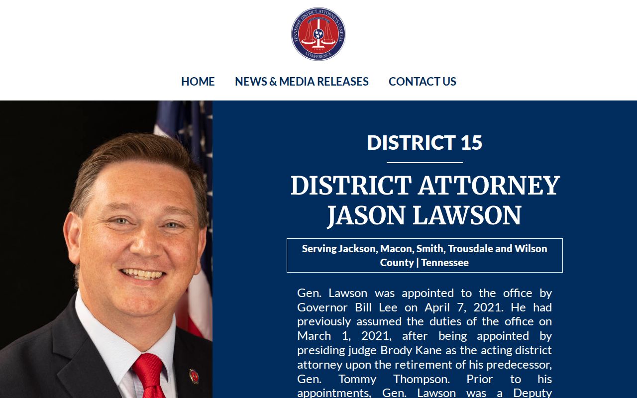 Wilson County criminal case District Attorney office page
