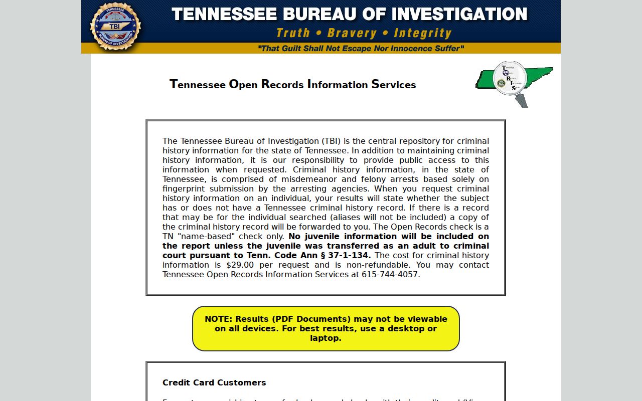 Wilson County criminal history TORIS name check entry