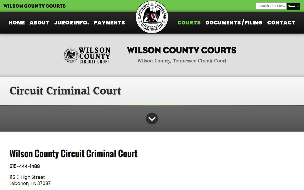 Wilson County criminal court case contact page