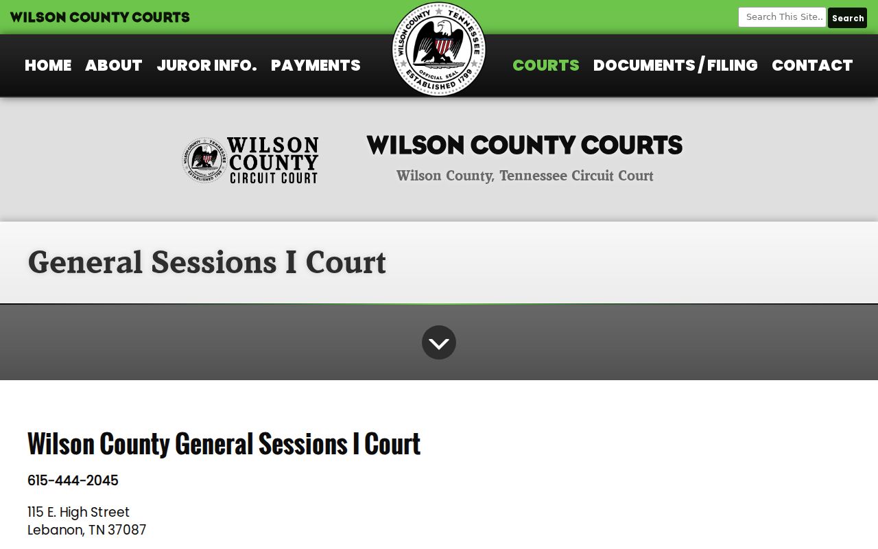 Wilson County General Sessions criminal court case contact page